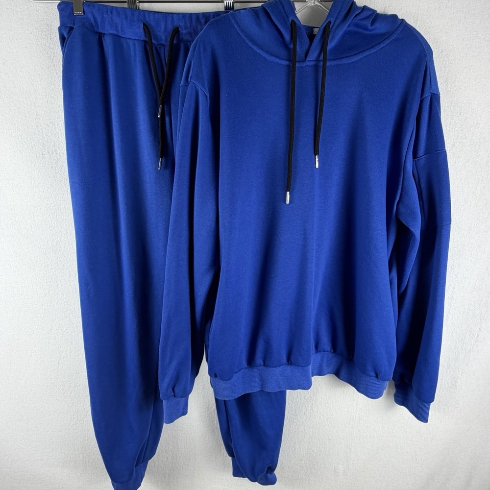COOFANDY Mens Sz L Blue Tracksuit 2 Piece‎ Relaxed Fit Hoodie Sweatsuit Athletic